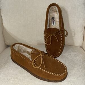 Nubuck Tan Brown Minnetonka Leather moccasins scout Indian Western size 11M